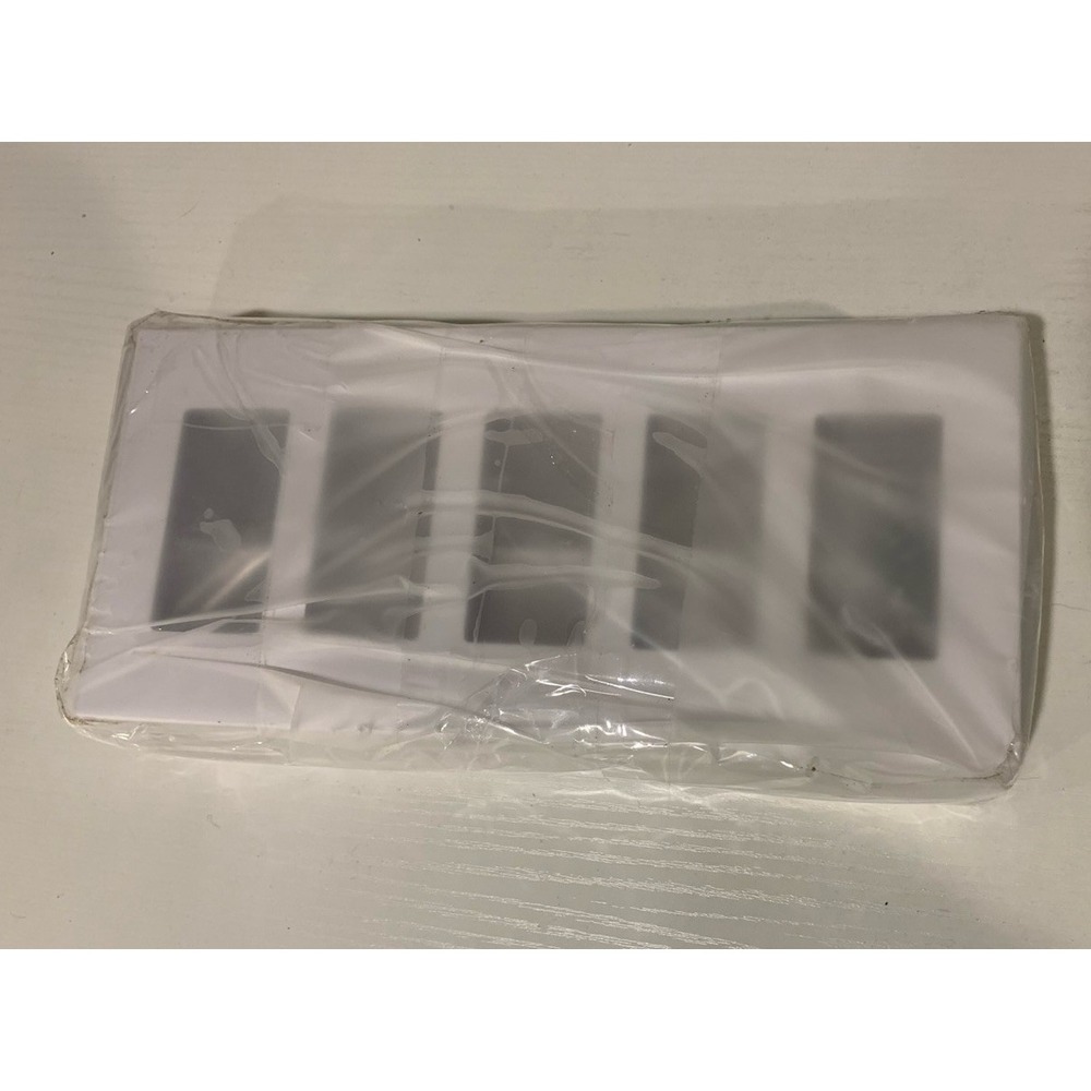 Screwless Wall Plate Decor 5 Gang for Outlet, Switch, Dimmer, GFCi, White 5 Pack